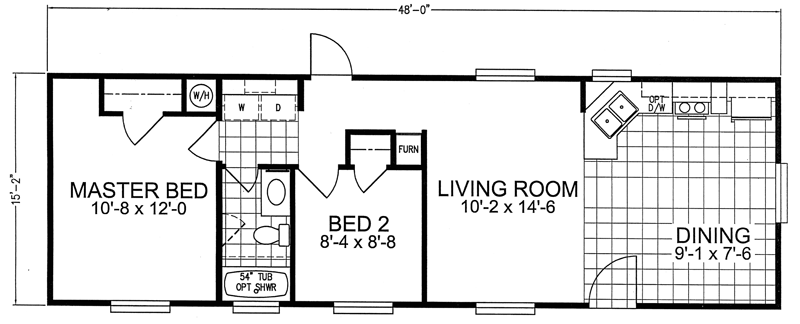 2 Bedroom 1 Bath House Floor Plans