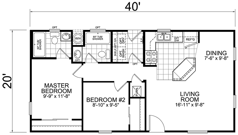 Second Unit: 20 x 40: 2 Bed, 2 Bath, 800 sq. ft. - Little House on the