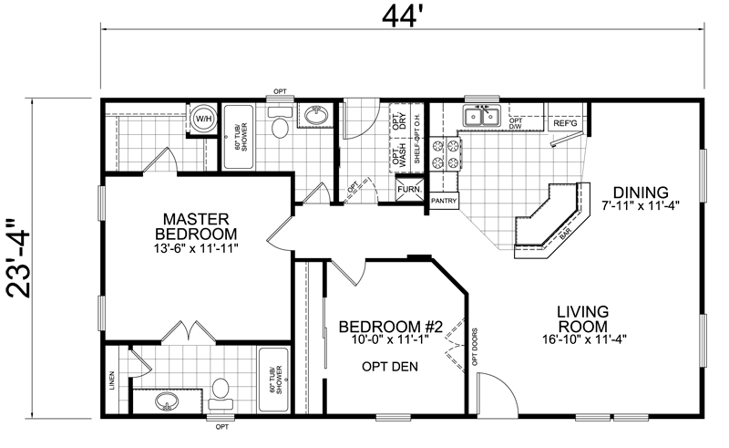  Home  24 x 44 2  Bed 2  Bath  1026 sq ft Little House  